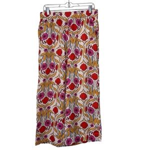 Rachel Zoe 100% linen wide-leg floral print pull-on pants. Women’s size Medium